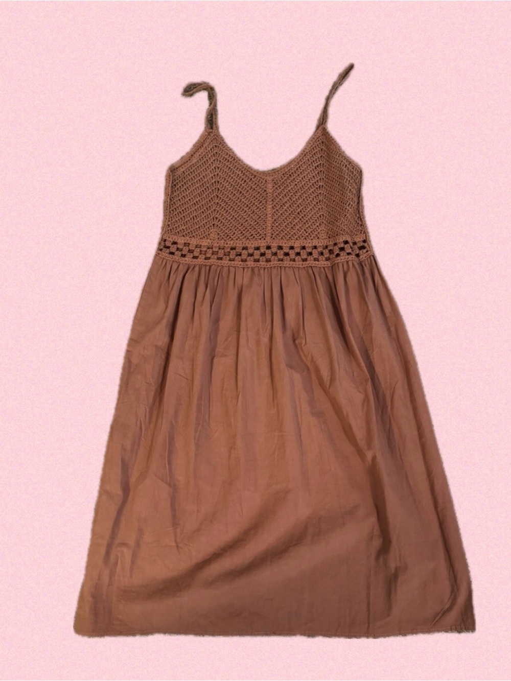 Crochet-Top Midi Dress in Terracotta